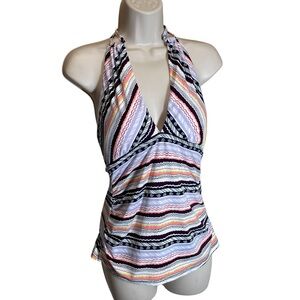 Anne Cole halter swim top striped women’s size large New with tags